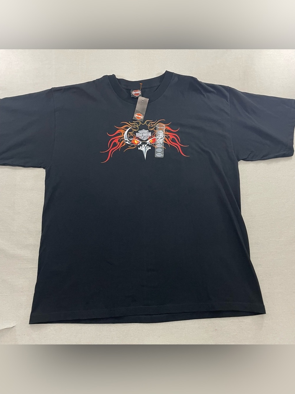 2004 Y2K VTG Harley Davidson Flame Bird Skull Jacksonville Florida Adamec USA3XL